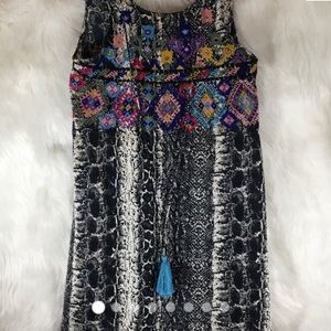 Judith March Embroidered Snakeskin Dress